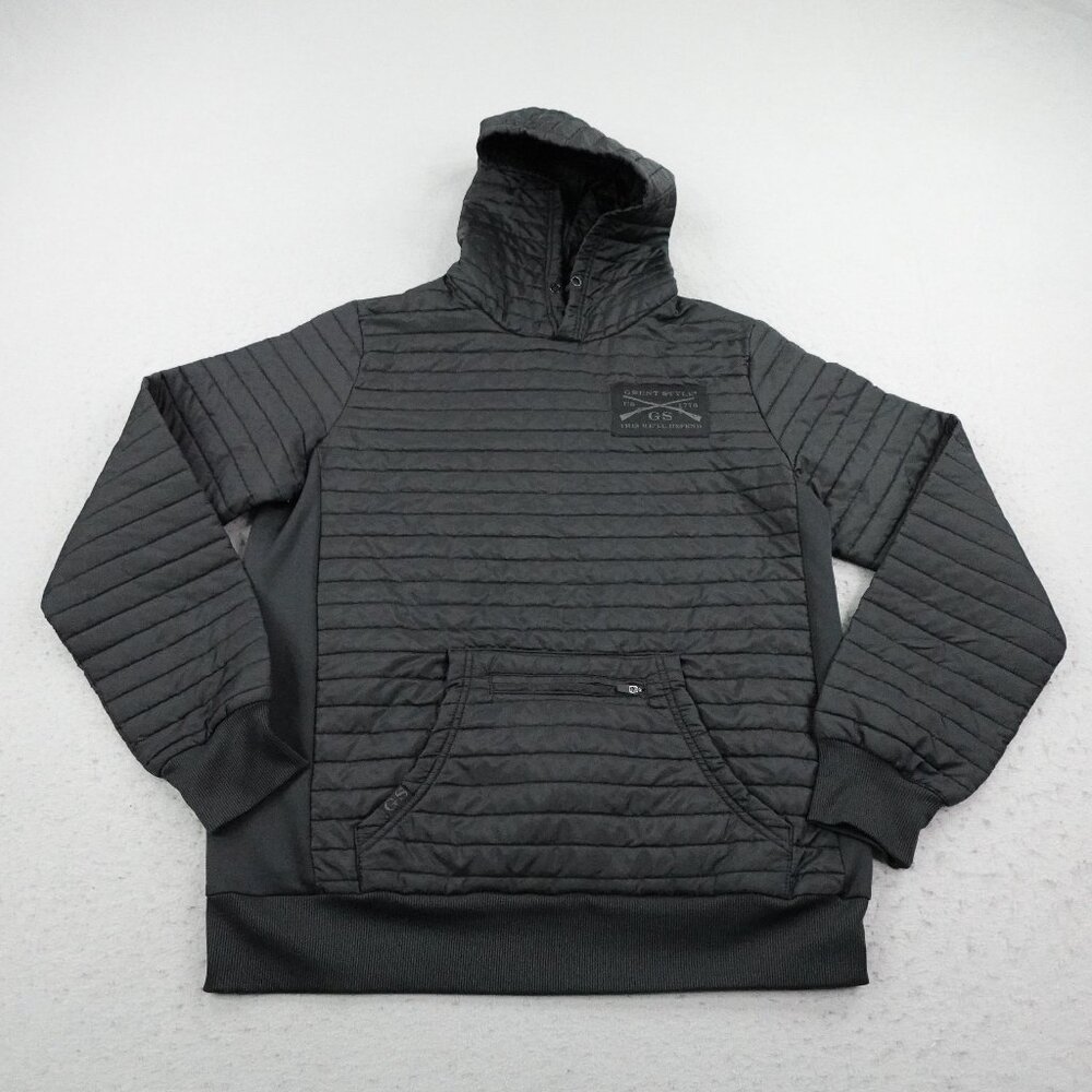 Grunt Style Hoodie Medium Black Quilted Pouch Puffer Insulated Pullover Jacket